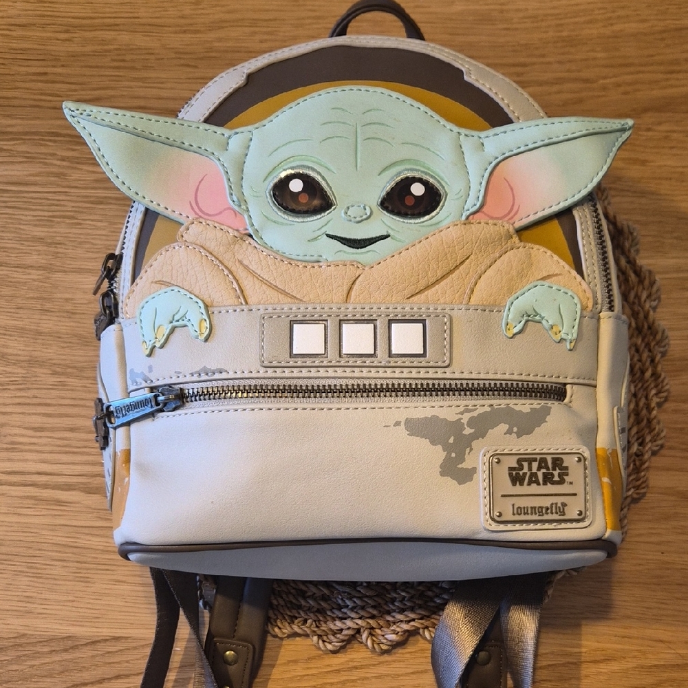 Loungefly Kids Grogu Mini Backpack - Green, Cream & Brown